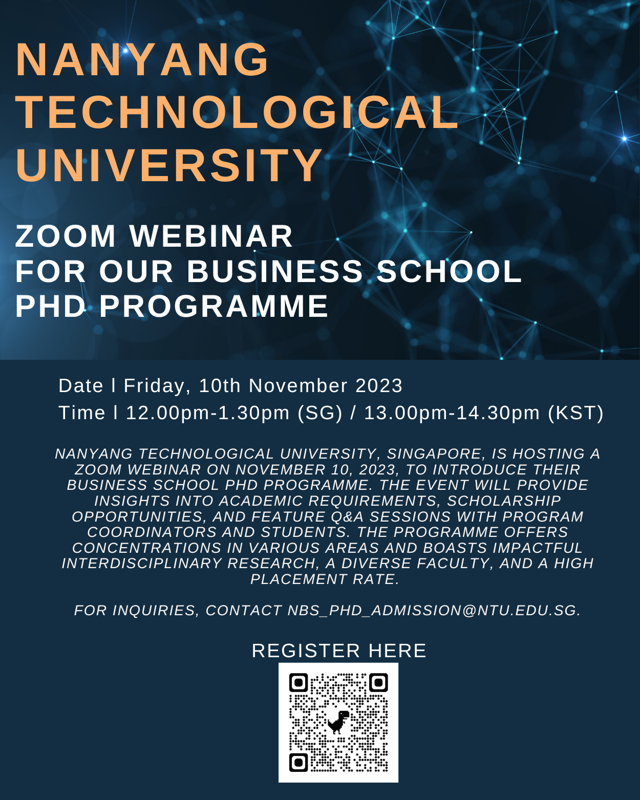 [Zoom] Nanyang Business School PhD Programme Information Webinar