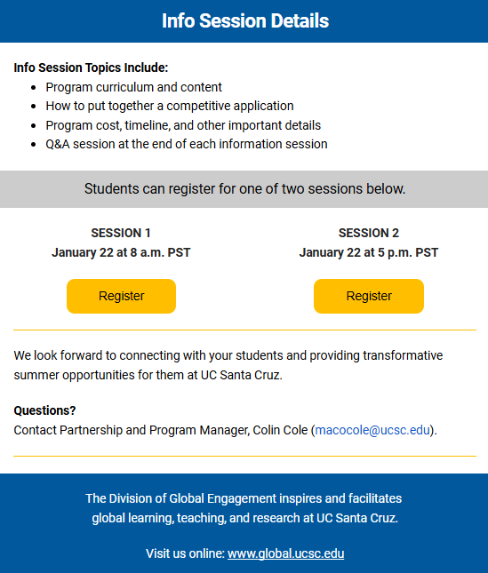 Summer Opportunities at UC Santa Cruz 